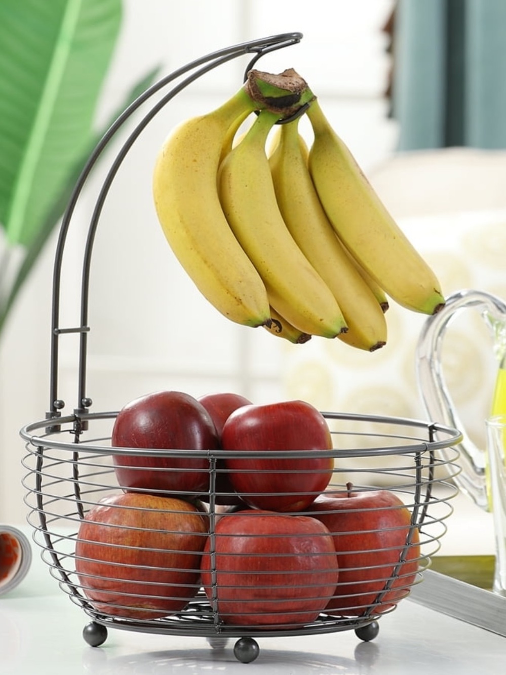 Wire Hanging Fruit Basket - Dark Gray Metal